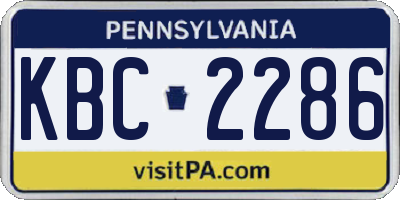 PA license plate KBC2286