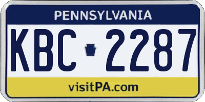 PA license plate KBC2287
