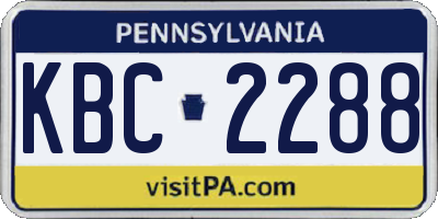 PA license plate KBC2288