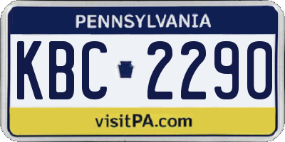 PA license plate KBC2290