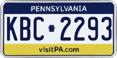 PA license plate KBC2293