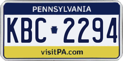 PA license plate KBC2294