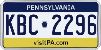 PA license plate KBC2296