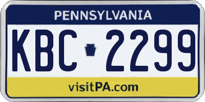 PA license plate KBC2299