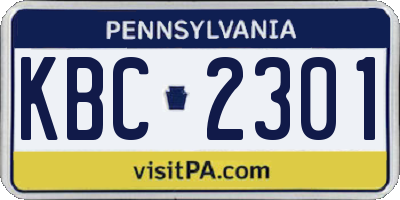 PA license plate KBC2301