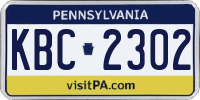 PA license plate KBC2302