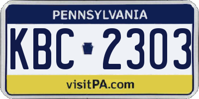PA license plate KBC2303