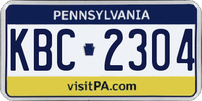 PA license plate KBC2304