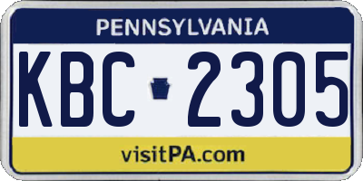 PA license plate KBC2305