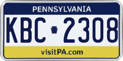 PA license plate KBC2308