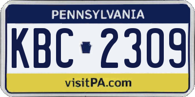 PA license plate KBC2309