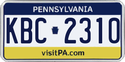 PA license plate KBC2310