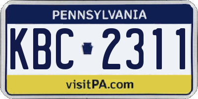 PA license plate KBC2311