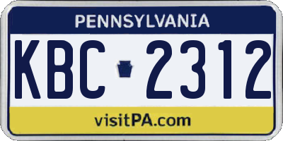 PA license plate KBC2312