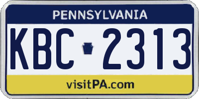 PA license plate KBC2313