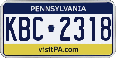 PA license plate KBC2318