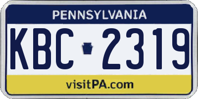 PA license plate KBC2319