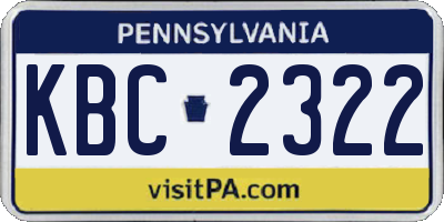 PA license plate KBC2322