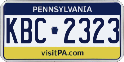 PA license plate KBC2323