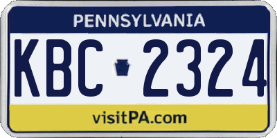 PA license plate KBC2324
