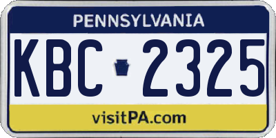 PA license plate KBC2325