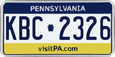 PA license plate KBC2326