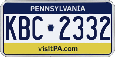 PA license plate KBC2332