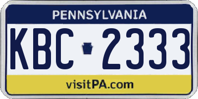 PA license plate KBC2333