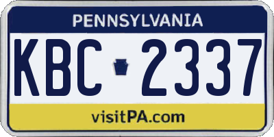 PA license plate KBC2337