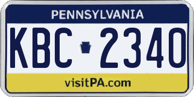 PA license plate KBC2340