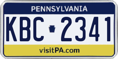 PA license plate KBC2341