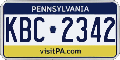 PA license plate KBC2342