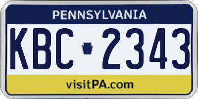 PA license plate KBC2343