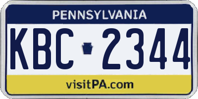 PA license plate KBC2344