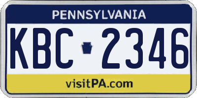PA license plate KBC2346
