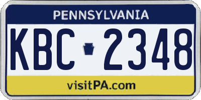 PA license plate KBC2348