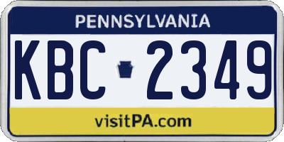 PA license plate KBC2349
