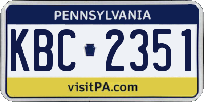 PA license plate KBC2351