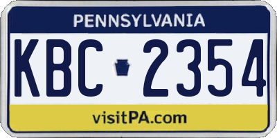 PA license plate KBC2354