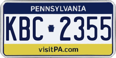 PA license plate KBC2355