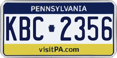 PA license plate KBC2356