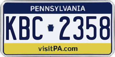 PA license plate KBC2358