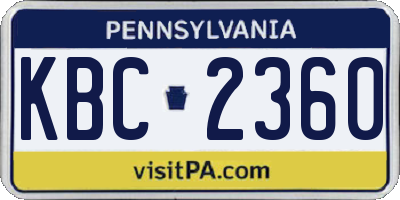 PA license plate KBC2360