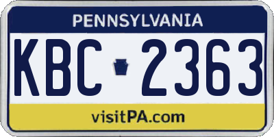 PA license plate KBC2363