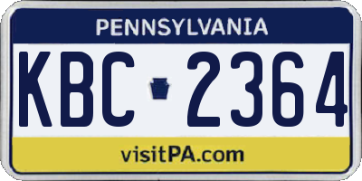 PA license plate KBC2364