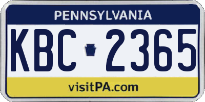 PA license plate KBC2365