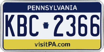 PA license plate KBC2366