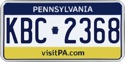 PA license plate KBC2368