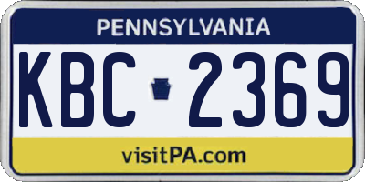 PA license plate KBC2369