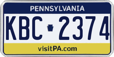 PA license plate KBC2374